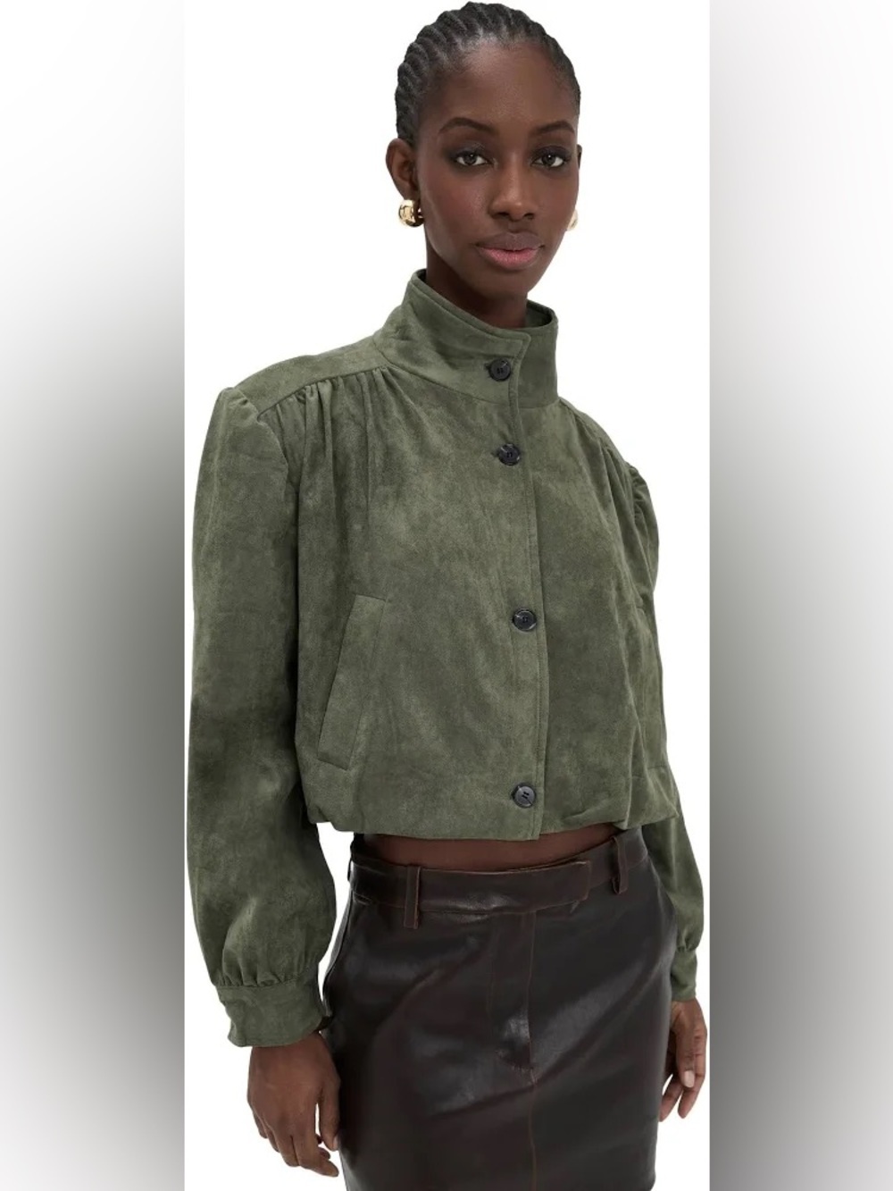 Lioness Voluminous Suede Jacket in Safari